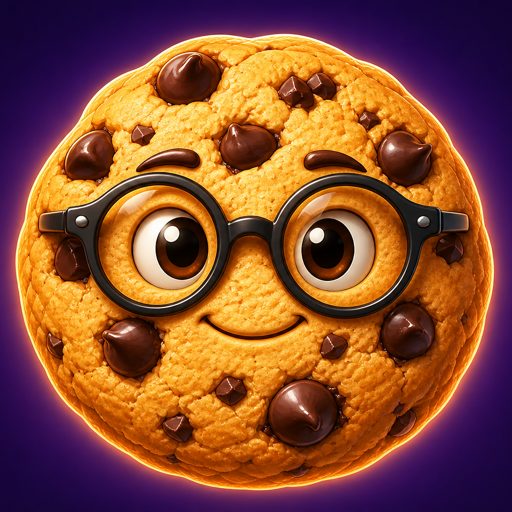 Smart Cookie Trivia logo — a chocolate-chip cookie wearing glasses